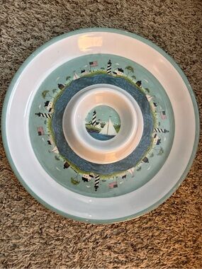 Vintage Oneida Warren Kimble Coastal Breeze Melamine Chip & Dip Serving Tray